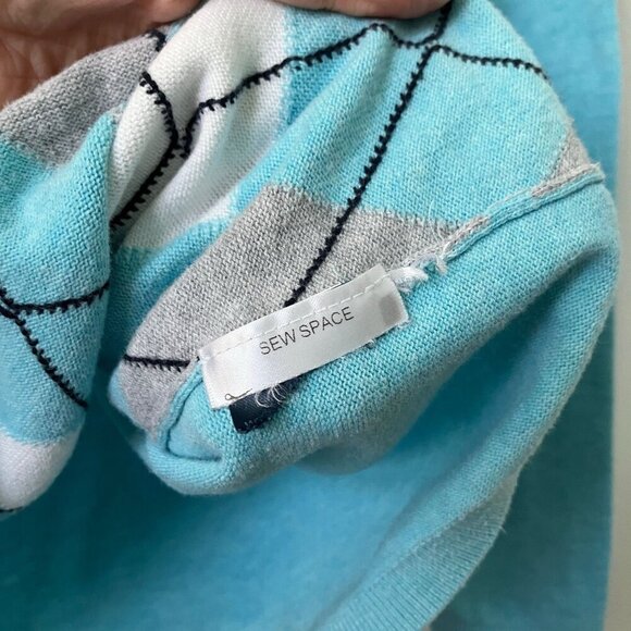 Y2K Tommy Hilfiger Sweater Womens L Prep Academia V-neck Argyle Cotton Knit - Picture 3 of 6